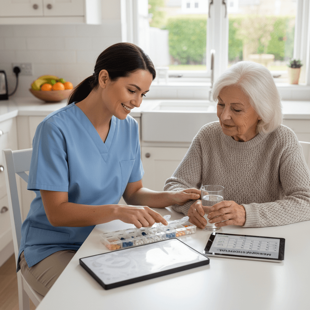 Medication management and health coordination in home setting